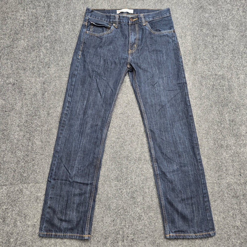 Levis 505 Regular Fit Jeans Dark Wash Indigo Blue Cotton Kids Boys Size 18 29x29